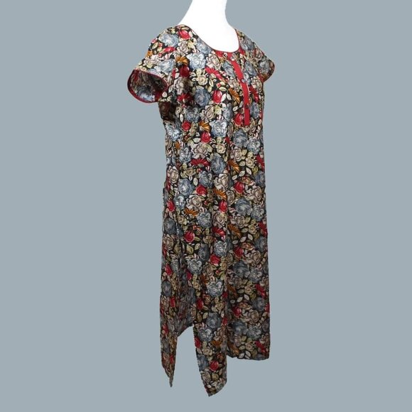 Black Flower Print Kurta, Tranquil Threads | Muvvas Boutique - Picture 4 of 8